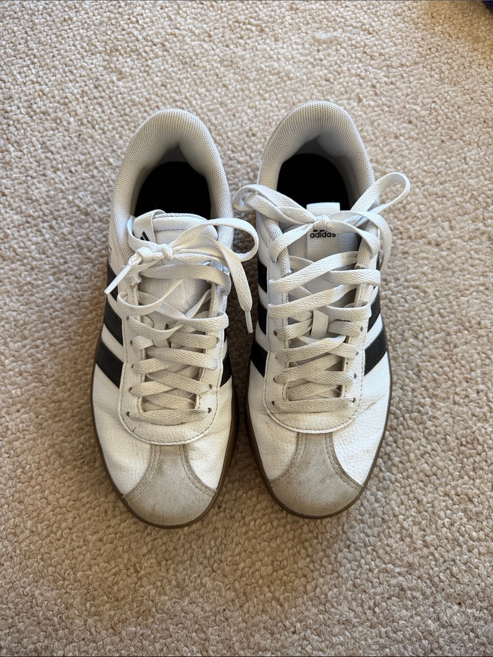 adidas Women's White and Black Classic Lace-Up Sneakers